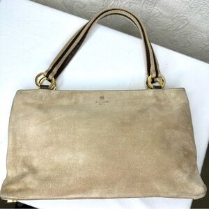 Kate Spade NY VTG Tan Suede Leather Dot Noel Handbag With Polka Dot Suede Lining